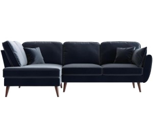 Sofa narożna lewostronna „Monceau Uni Bleu Marine”, 154 x 255 x 84 cm