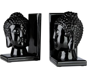 Komplet 2 podpórek bibliotecznych „Buddha Black”, 12 x 15 x 22 cm