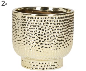 Komplet 2 osłonek na doniczkę „Colle Gold”, Ø 13, wys. 13 cm