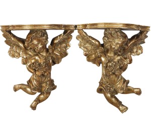 Półka ścienna „Angeli Gold”, 13 x 27 x 32 cm