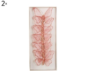 Komplet 12 ozdób „Butterfly Pink”, Ø 9 cm
