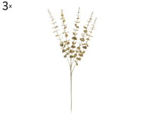 Komplet 3 sztucznych gałązek dekoracyjnych „Eucalyptus Champagne”, 81 cm