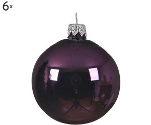 Komplet 6 bombek „Shiny Violet”, Ø 8 cm