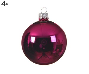 Komplet 4 bombek „Shiny Red I”, Ø 10 cm