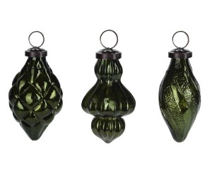 Komplet 3 bombek „Jockum Olive”, Ø 6, wys. 10 cm