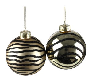 Komplet 2 bombek choinkowych „Tigerprint”, Ø 10 cm