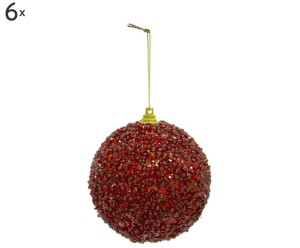 Komplet 6 bombek „Bordo II”, Ø 8, wys. 8,5 cm