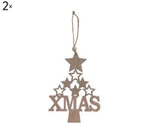 Komplet 2 dekoracji „Xmas”, 10,5 x 15 cm