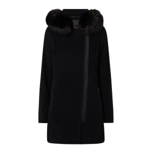 Kurtka wełniana z kaszmirem i sztucznym futrem