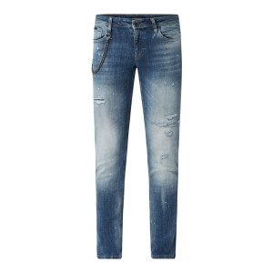 Jeansy o kroju tapered fit z efektami znoszenia model ‘Iggy’