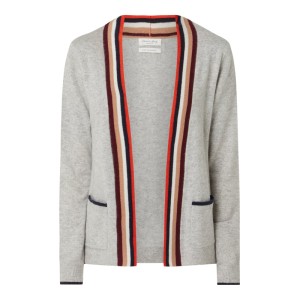 Kardigan z kaszmiru z paskami w kontrastowym kolorze