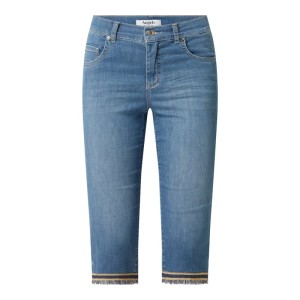 Jeansy capri z dodatkiem streczu model ‘Fringe’