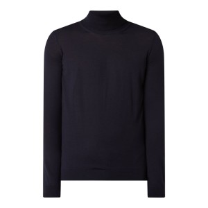 Sweter z wywijanym kołnierzem z żywej wełny model ‘Musso-P’