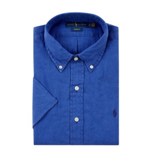 Koszula lniana o kroju slim fit z krótkim rękawem