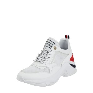 Sneakersy na koturnie ze skóry i tkaniny