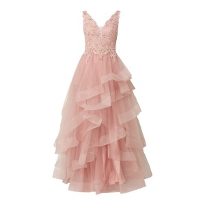 Sukienka wieczorowa z siateczki ze spódnicą z efektem stopniowania