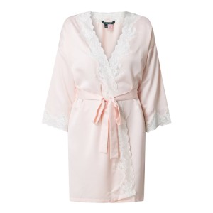 Kimono z satyny z obszyciem z koronki