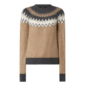 Sweter z norweskim wzorem z dodatkiem wełny model ‘Simone’