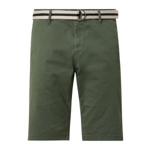 Szorty chinosy o kroju regular slim fit z paskiem model ‘Josh’