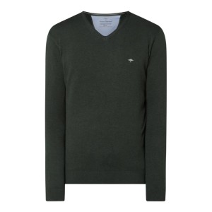 Sweter z bawełny z dekoltem w serek