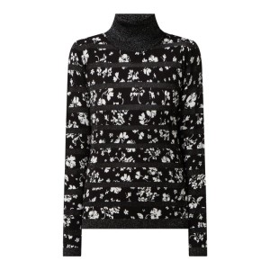 Sweter z wywijanym kołnierzem ze wzorem na całej powierzchni