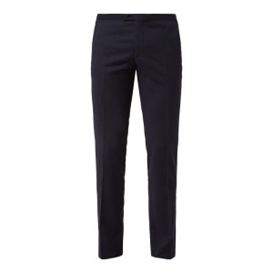Spodnie smokingowe o kroju slim fit z czystej żywej wełny
