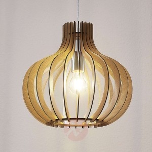 Drewniana lampa wisząca Sina, jasna