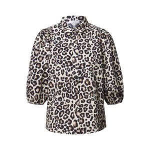 Bluzka z krótkim rękawem, zwierzęcym nadrukiem i bufiastymi rękawami