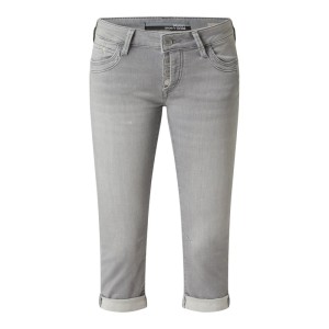 Jeansy capri z niskim stanem o kroju straight fit z dodatkiem streczu model ‘Alma’