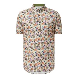 Koszula biznesowa o kroju slim fit z bawełny z krótkim rękawem