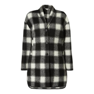 Płaszcz z szalowym kołnierzem i wzorem w kratę