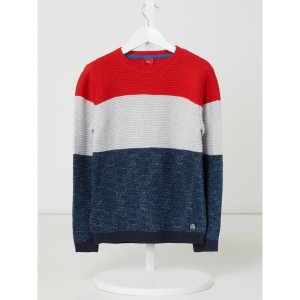 Sweter ze wzorem w blokowe pasy