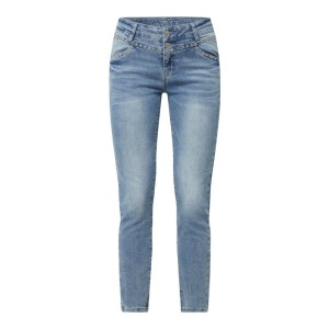 Jeansy skrócone o kroju skinny fit z dodatkiem streczu model ‘Sandy’