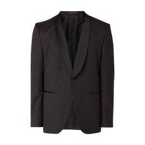 Marynarka smokingowa o kroju regular fit z żywej wełny