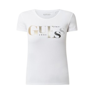 T-shirt z logo z efektem metalicznym