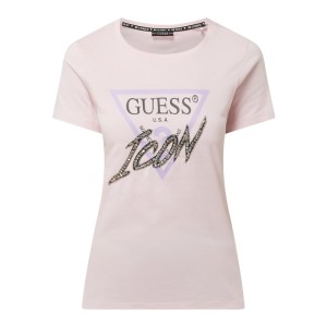 T-shirt z logo i kamieniami stras