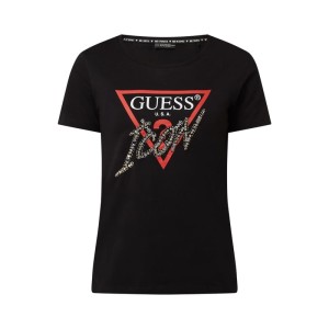 T-shirt z logo i kamieniami stras