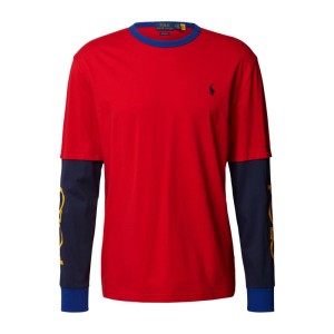 Bluzka z długim rękawem o kroju classic fit z obszyciem w kontrastowym kolorze