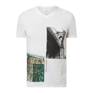 T-shirt o kroju slim fit z foto printem i logo