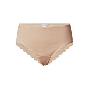 Figi z drobno prążkowanego materiału ze wstawką z koronki