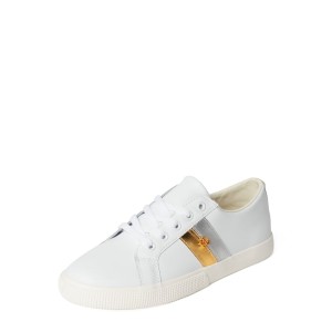 Sneakersy z obszyciem w kontrastowym kolorze i aplikacją z logo