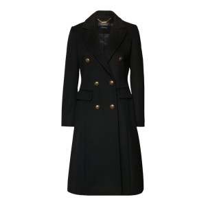 Płaszcz wełniany z dwurzędową listwą guzikową