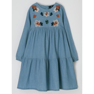 Sukienka jeansowa z kwiatowymi haftami
