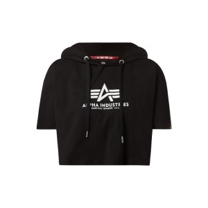 Bluza z kapturem o krótkim kroju z nadrukiem z logo