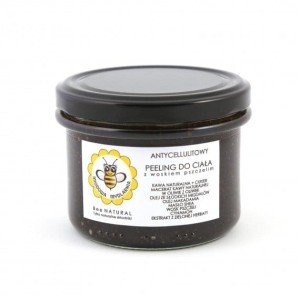 PEELING KAWOWY ANTYCELLULITOWY Z WOSKIEM PSZCZELIM 200G, MIODOWA MYDLARNIA