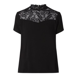 Bluzka z wiskozy z wstawką z koronki