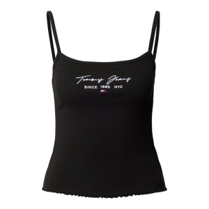 Top z drobnym prążkowaniem i wyhaftowanym logo