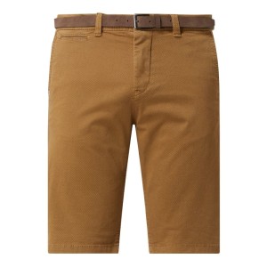 Szorty chinosy o kroju regular slim fit z paskiem model ‘Josh’