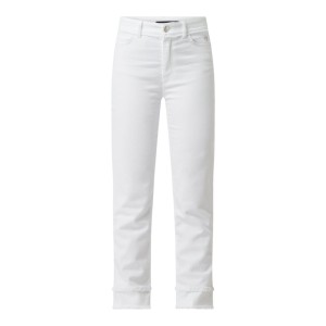 Jeansy skrócone z wysokim stanem o kroju tapered fit z dodatkiem streczu