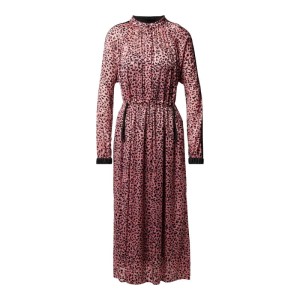 Sukienka midi z mieszanki wiskozy ze wzorem na całej powierzchni